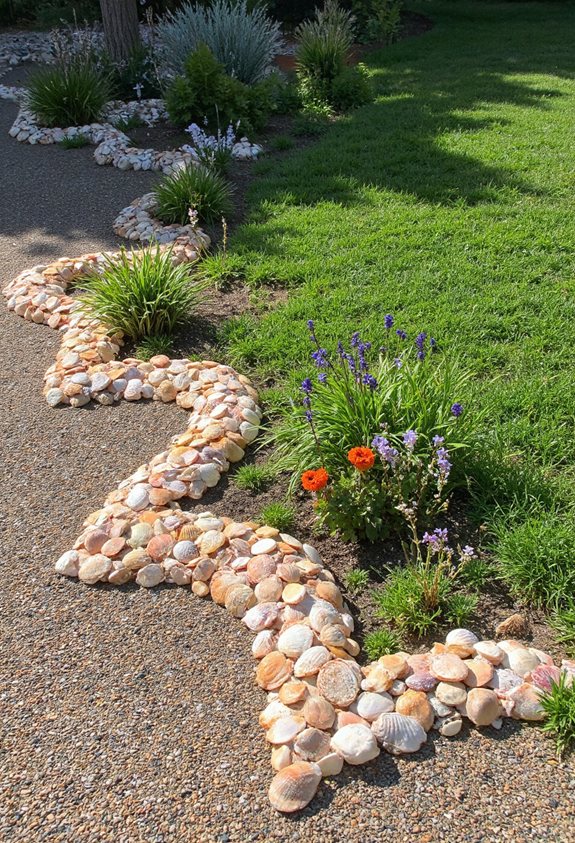 bordure de jardin en coquillages côtiers