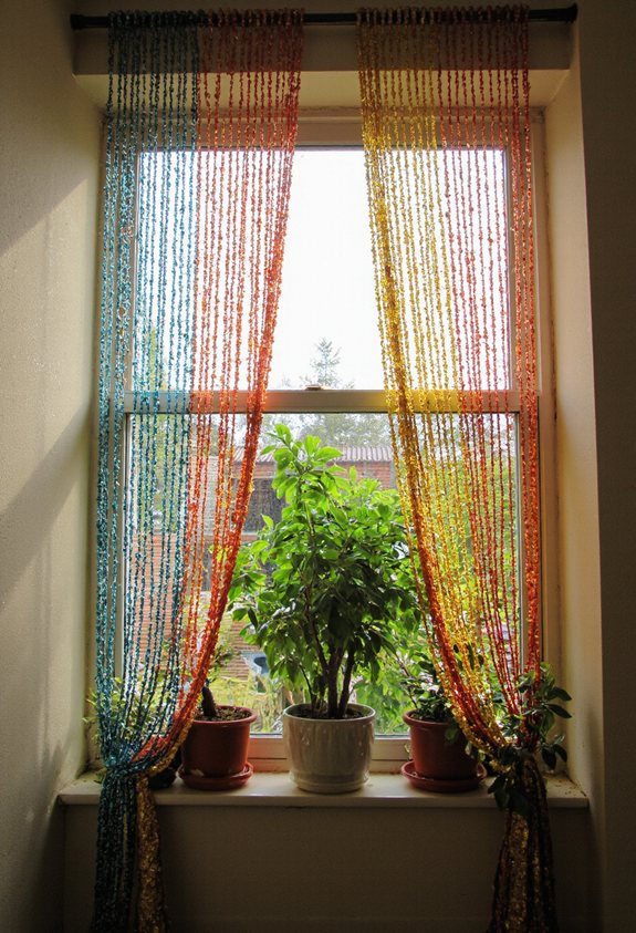 rideaux de perles colorées