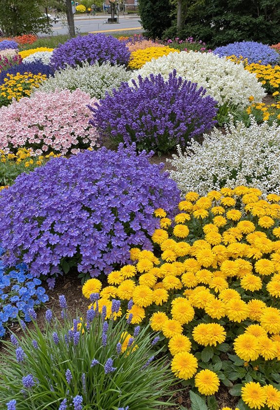 parterres de fleurs thématiques colorés