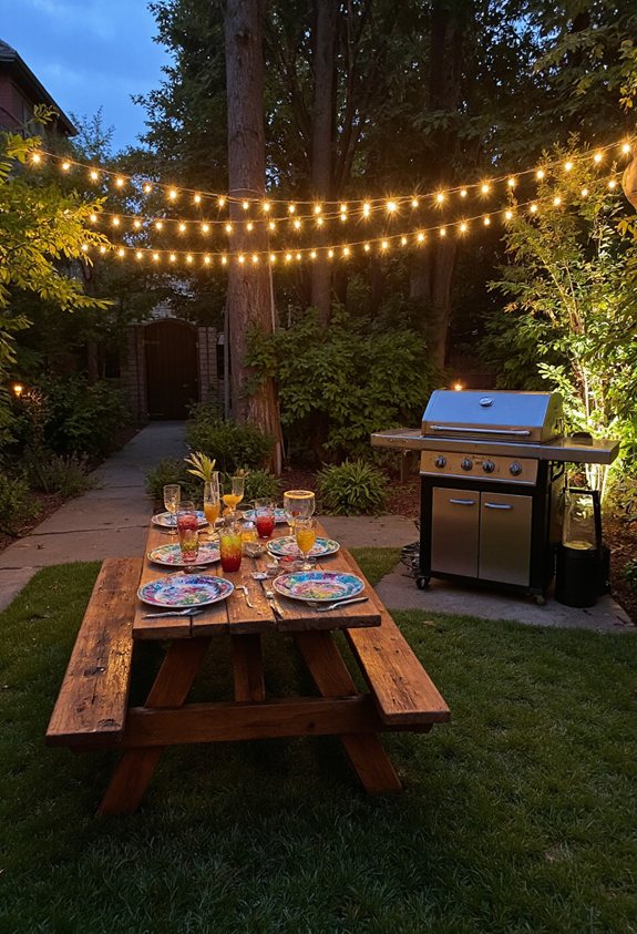 mise en place d'éclairage confortable pour la soirée