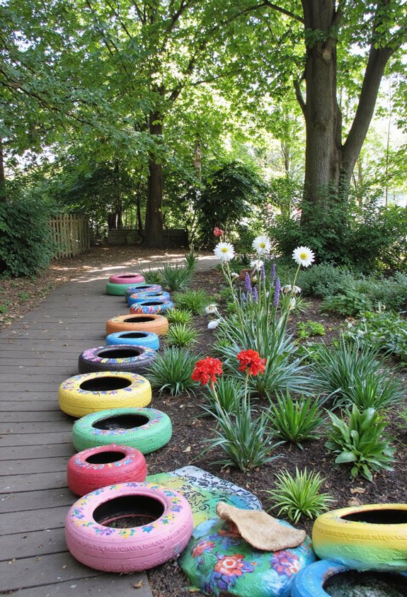 jardinage créatif avec des pneus recyclés