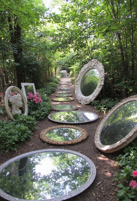 entrée de jardin décorative en miroir