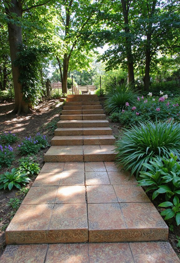 les carreaux décoratifs transforment les marches du jardin