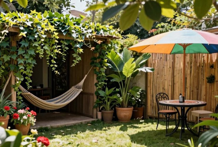 jardin élégant voisin cachant