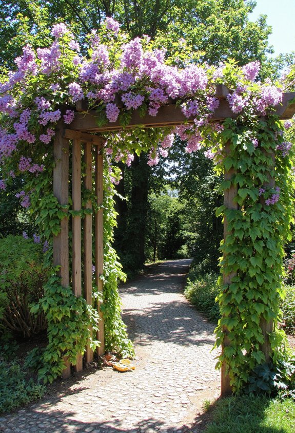 des vignes à fleurs sur des treillis