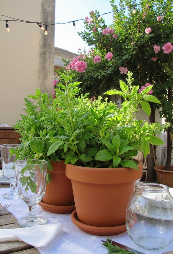 jardinage de terrasse avec des herbes fraîches