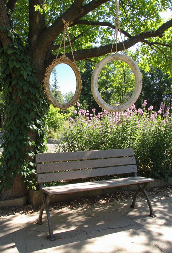 banquette de jardin reflets de miroir