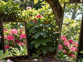 idées d'utilisation de miroir de jardin