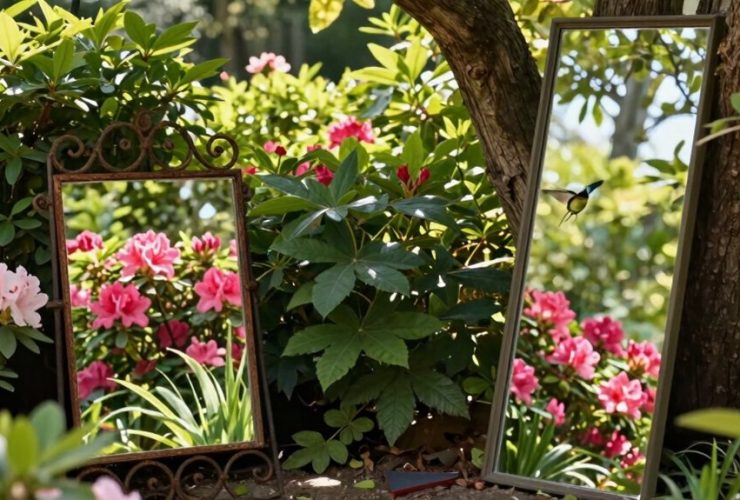 idées d'utilisation de miroir de jardin