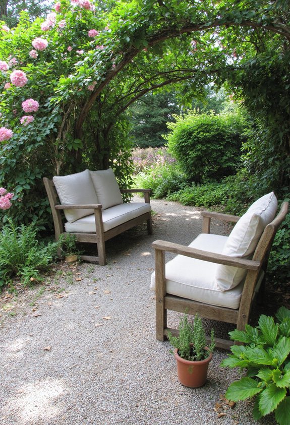 sentier de jardin sièges sanctuaire