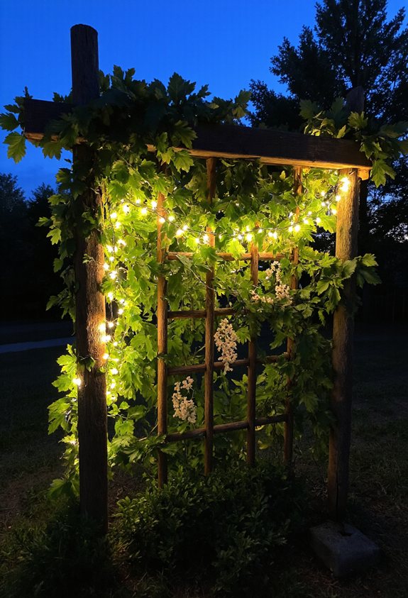 idées d'éclairage pour treillis de jardin