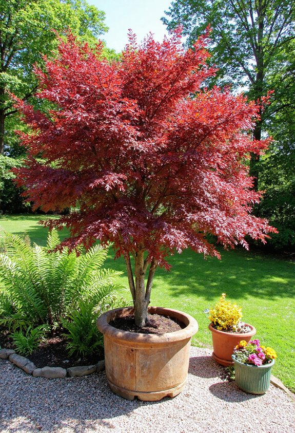 érables japonais en conteneurs