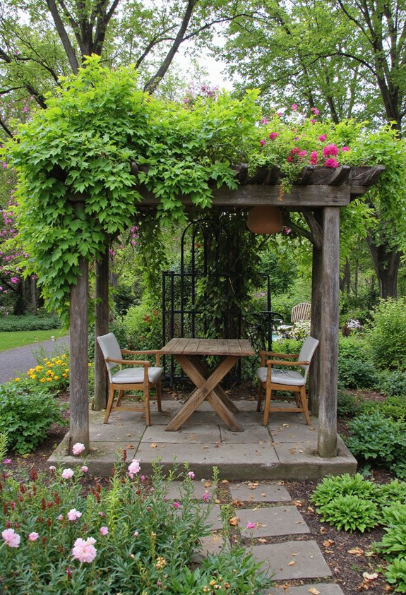 jardin en treillis avec auvent