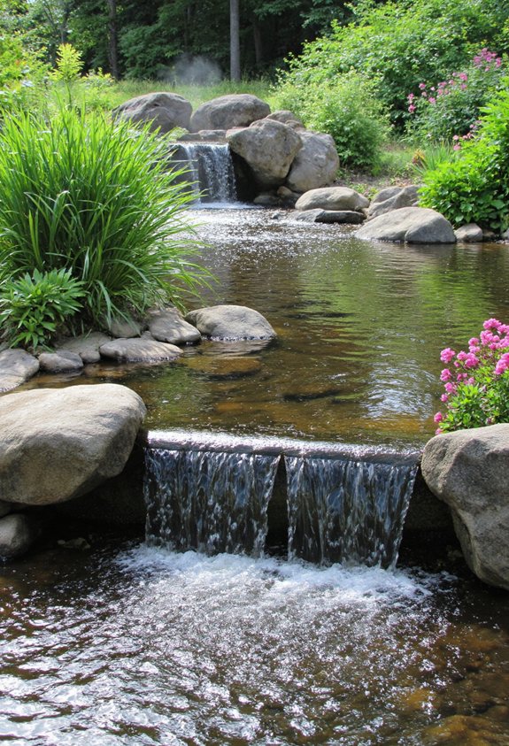 entretenir la cascade et l'étang