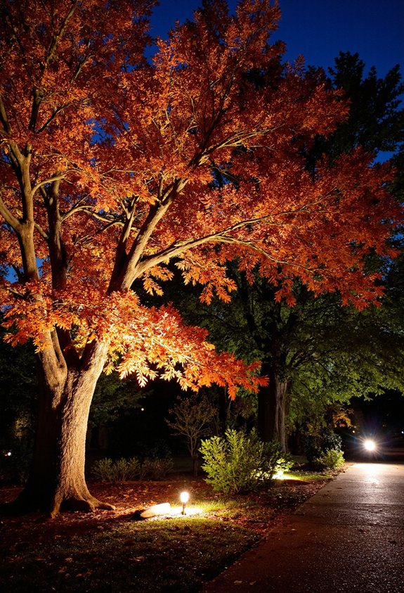 érable japonais illuminé la nuit