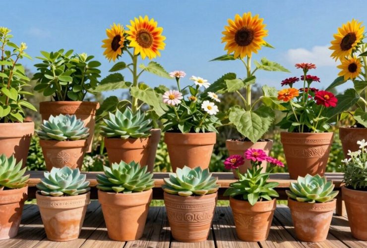plantes en pot aimant le soleil d'extérieur