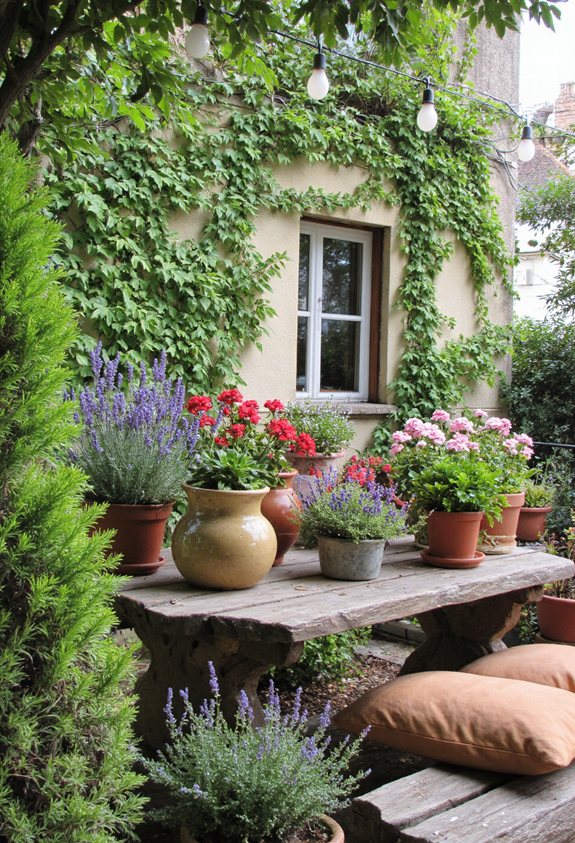 les plantes en pot créent un sanctuaire douillet