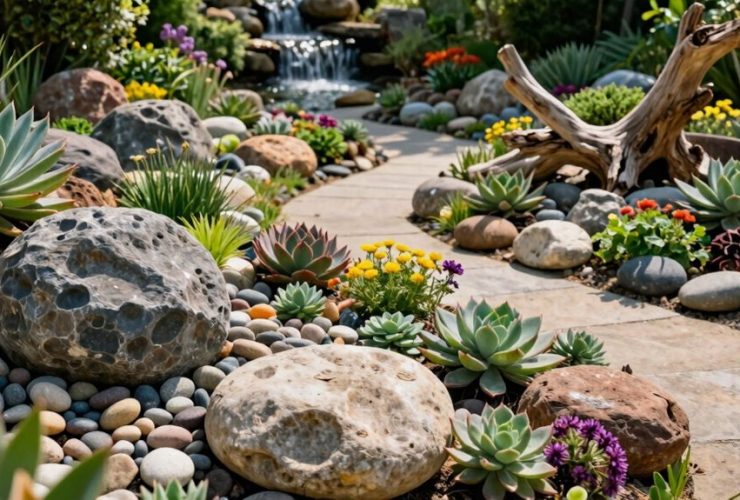 idées de conception de jardin en pierres
