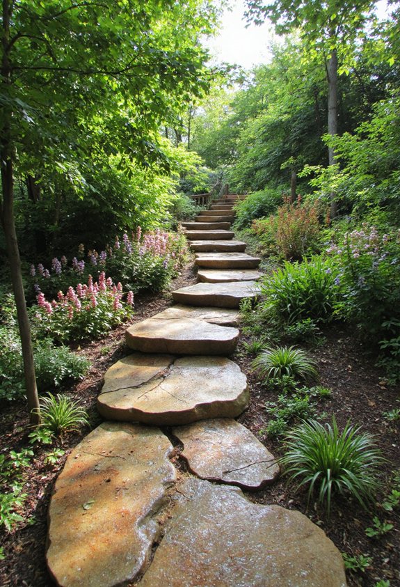 escaliers de jardin en pierre rustique