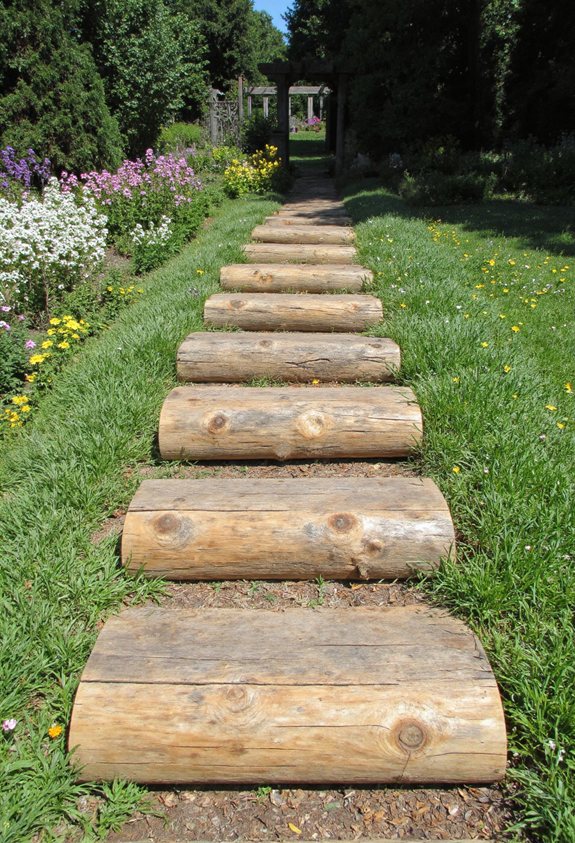 escaliers de jardin en bois rustique