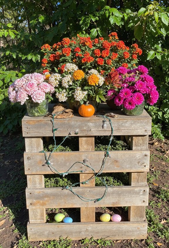 décorations de jardin de palette saisonnière