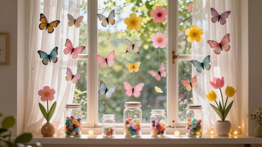 décorations de fenêtres intérieures de printemps