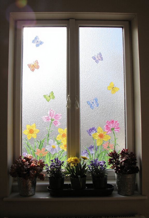film décoratif de fenêtre sur le thème du printemps