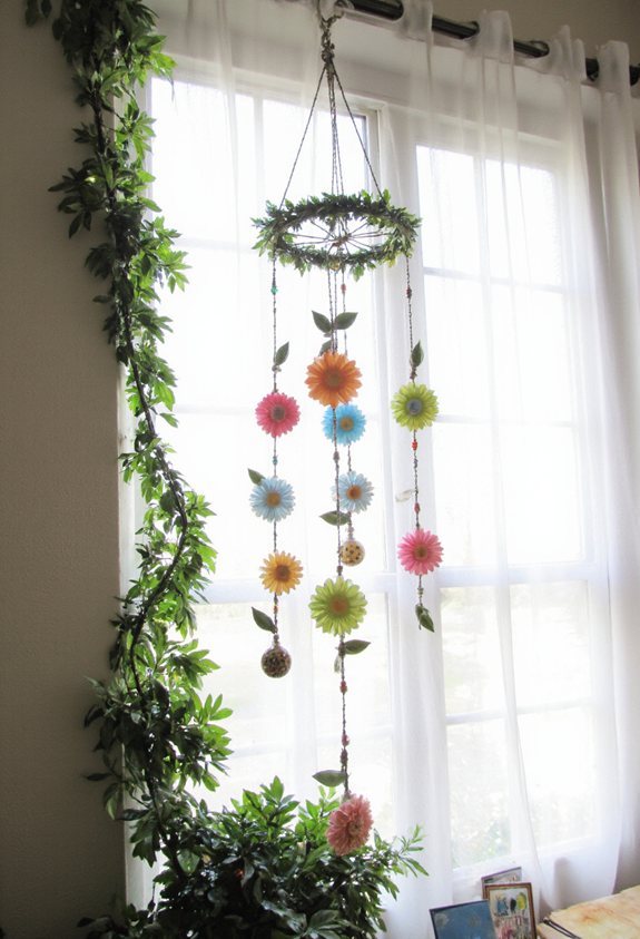 mobile suspendu de fleurs sur le thème du printemps mobile suspendu de fleurs sur le thème du printemps