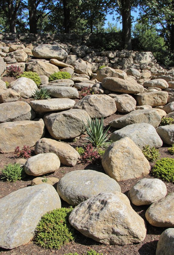 design de jardin en mur de pierre