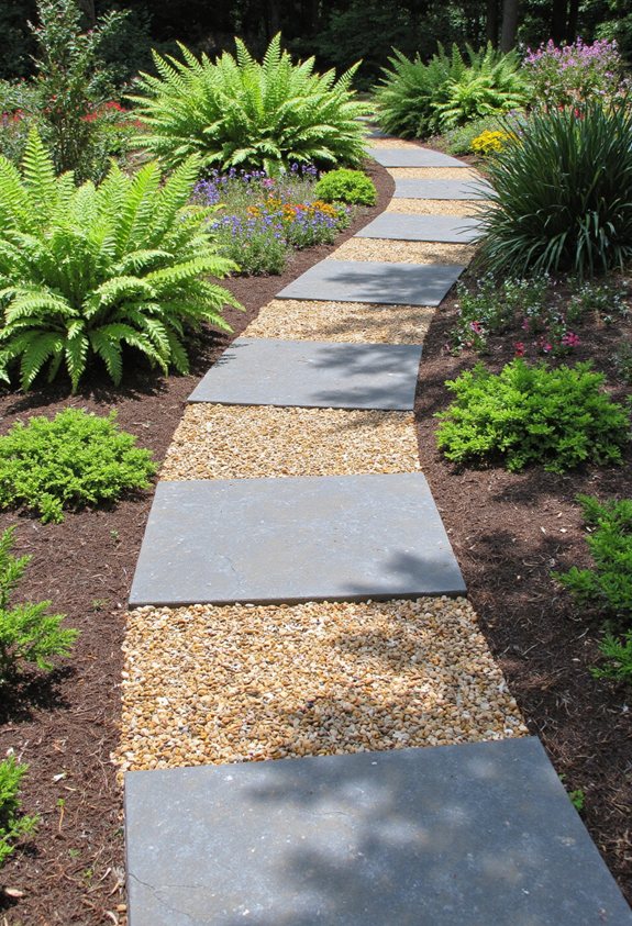 chemins de jardin en galets texturés