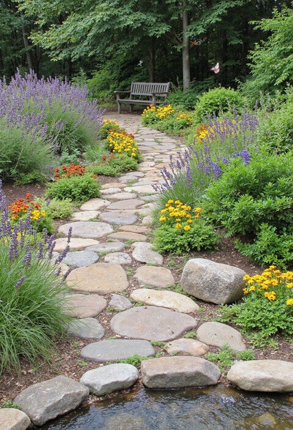 sentiers de jardin texturés et tactiles