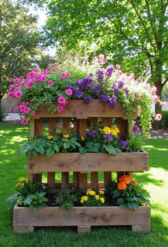 jardin de palettes en étagères
