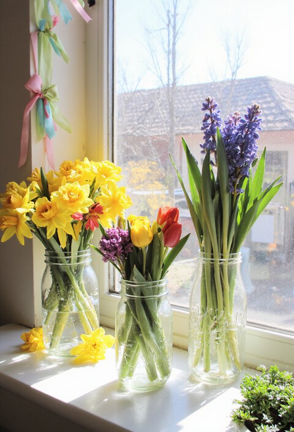 jarres transparentes décoration de printemps