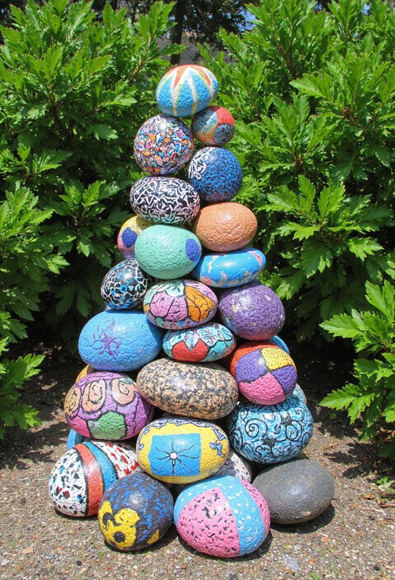agencement de sculptures en pierre artistique