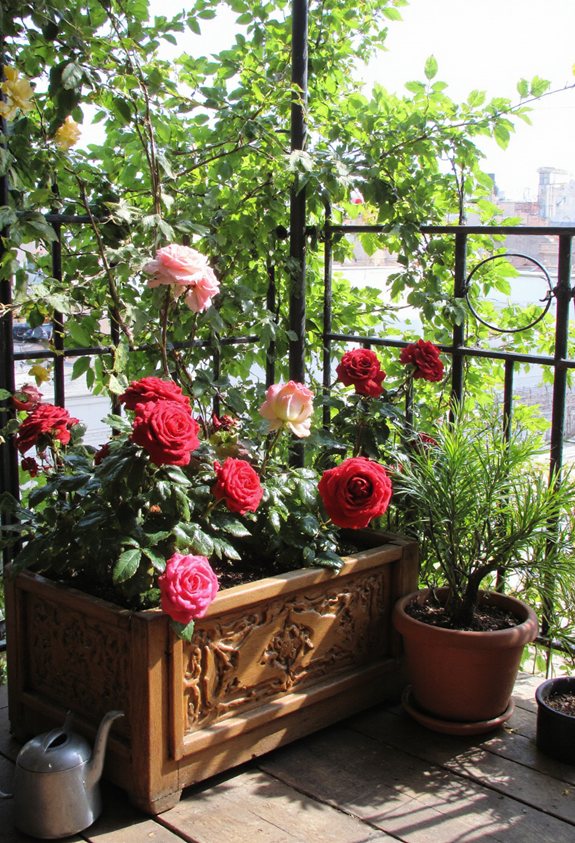 idées de jardin de roses sur balcon