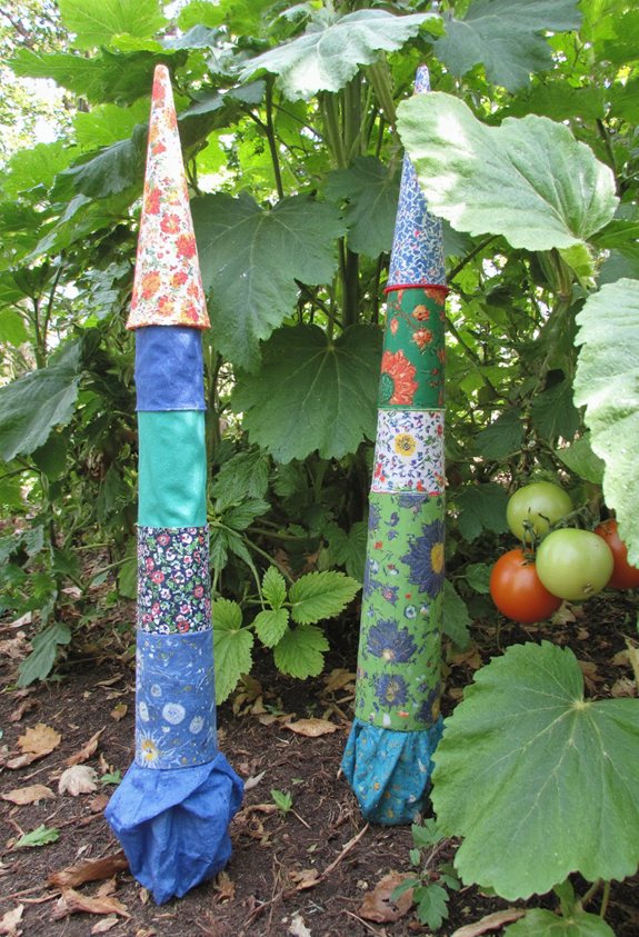 piquets de jardin en tissu coloré