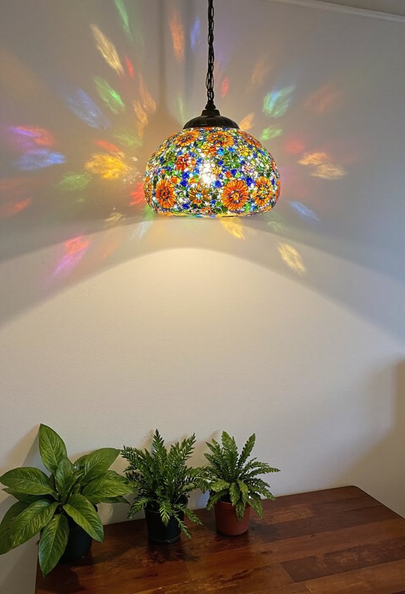 idées d'éclairage en mosaïque colorée