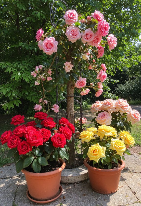 schémas de roses en pot colorés