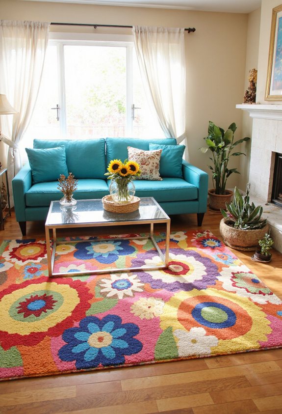 tapis décoratif coloré en extérieur