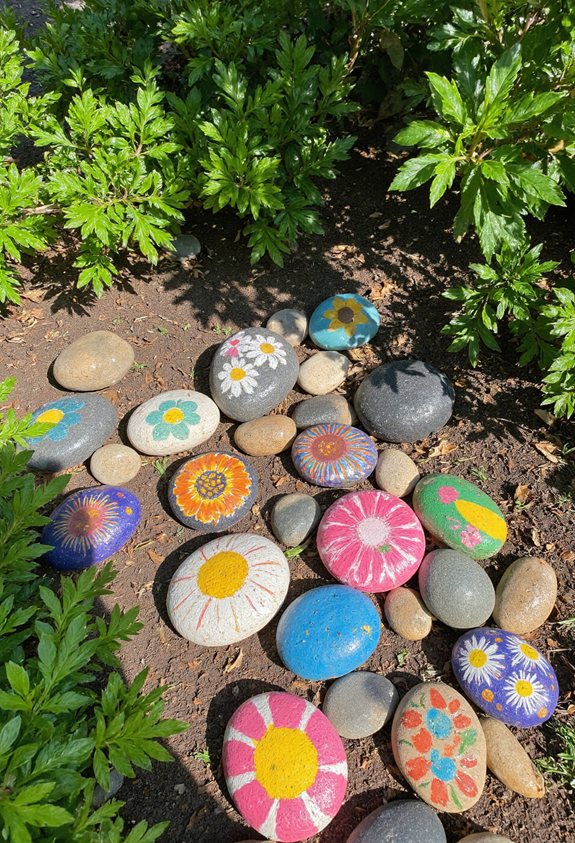 marqueurs de jardin en pierre colorés