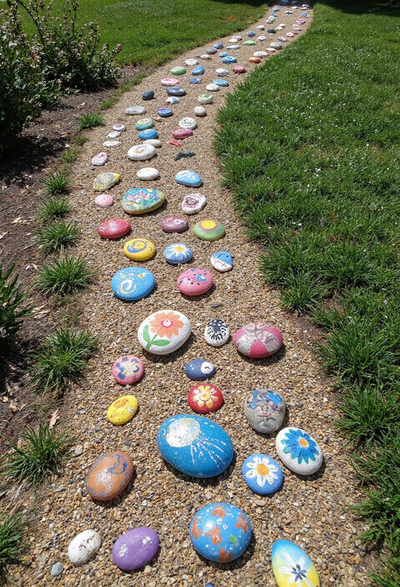 chemin de pierre coloré et sinueux