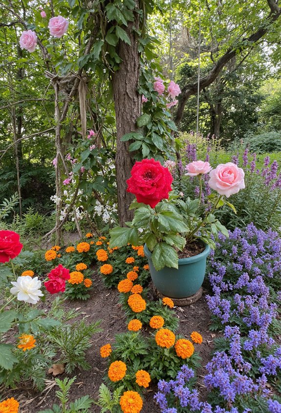 les plantes compagnes améliorent les roses