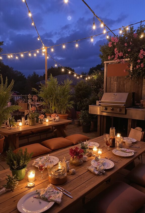idées d'éclairage pour table de jardin