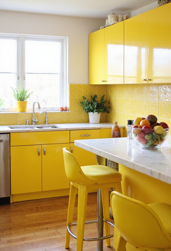 cuisine en chrome jaune joyeuse