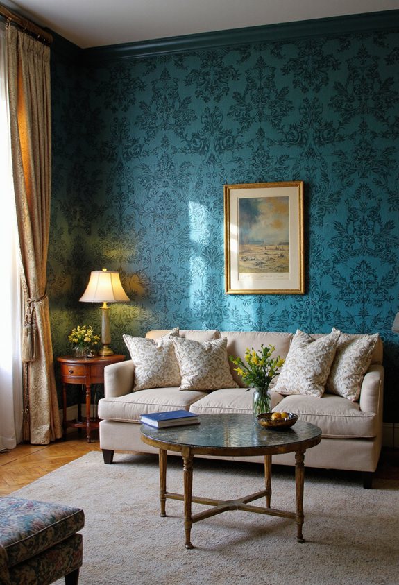 formes d'éclairage papier peint teal