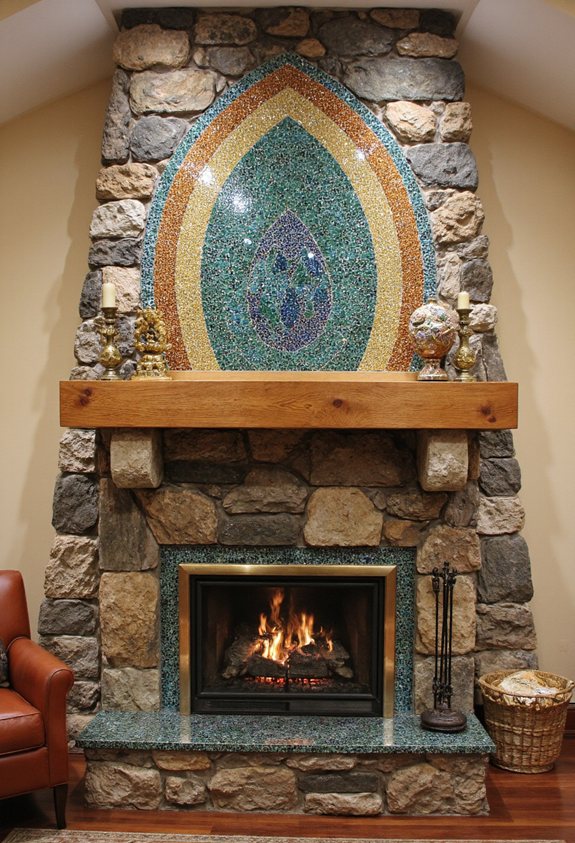 transformation de cheminée accentuée en mosaïque