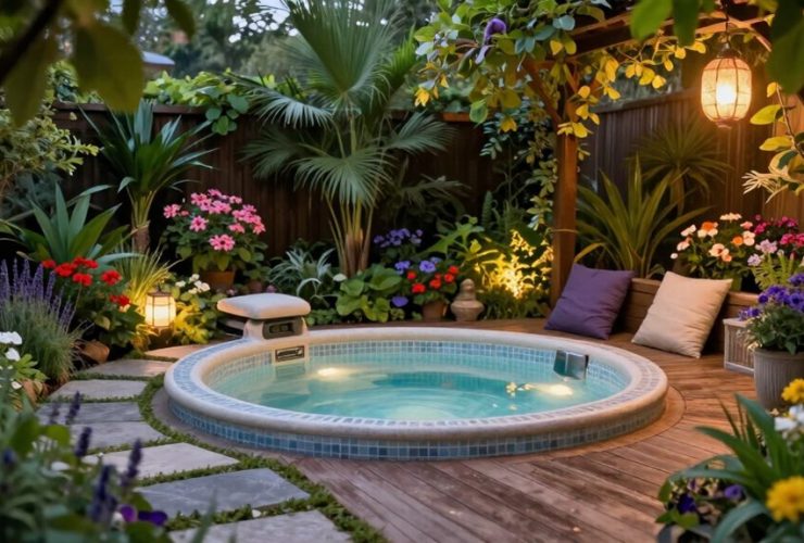 design de jardin avec jacuzzi extérieur