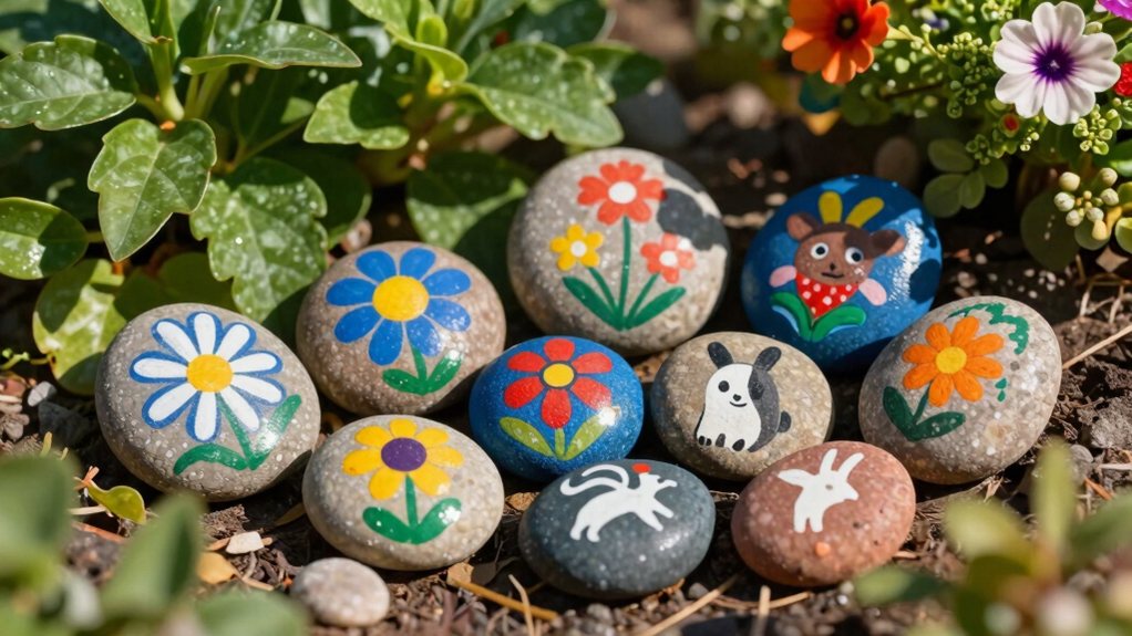 idées de pierres de jardin peintes