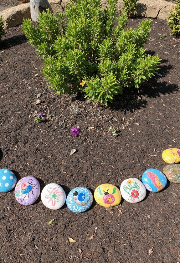 pebbles de fleurs peintes bordures