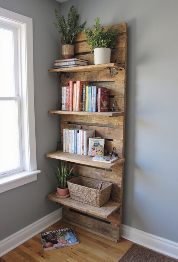 étagères à livres en bois de palette rustique